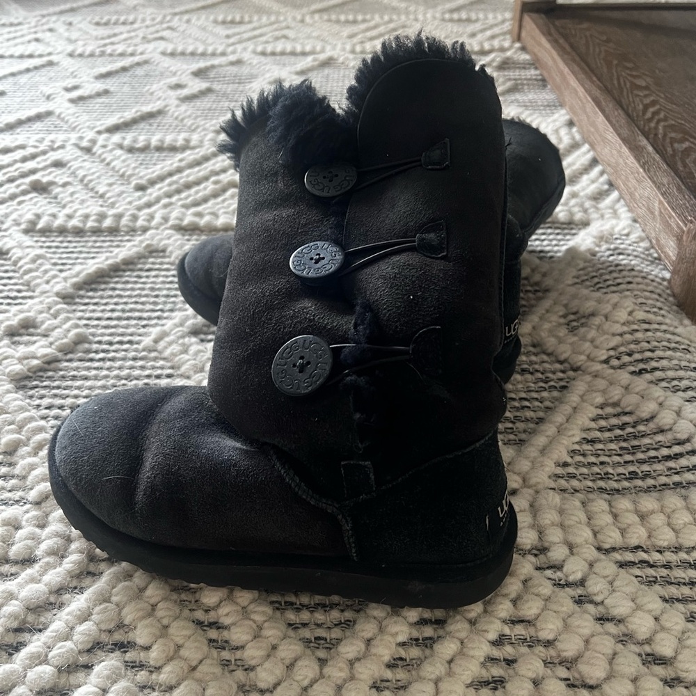 Black Suede Button Boots